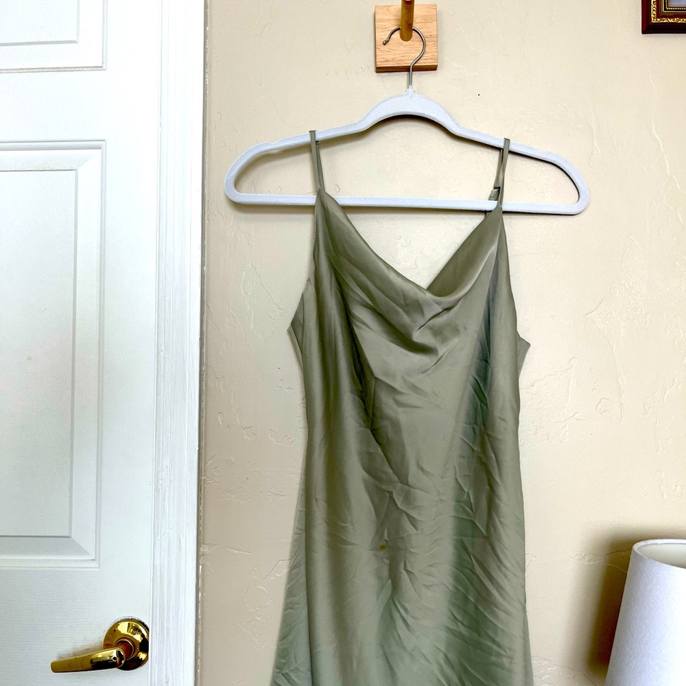 UO Mallory Cowl Neck Dress Sage Green
